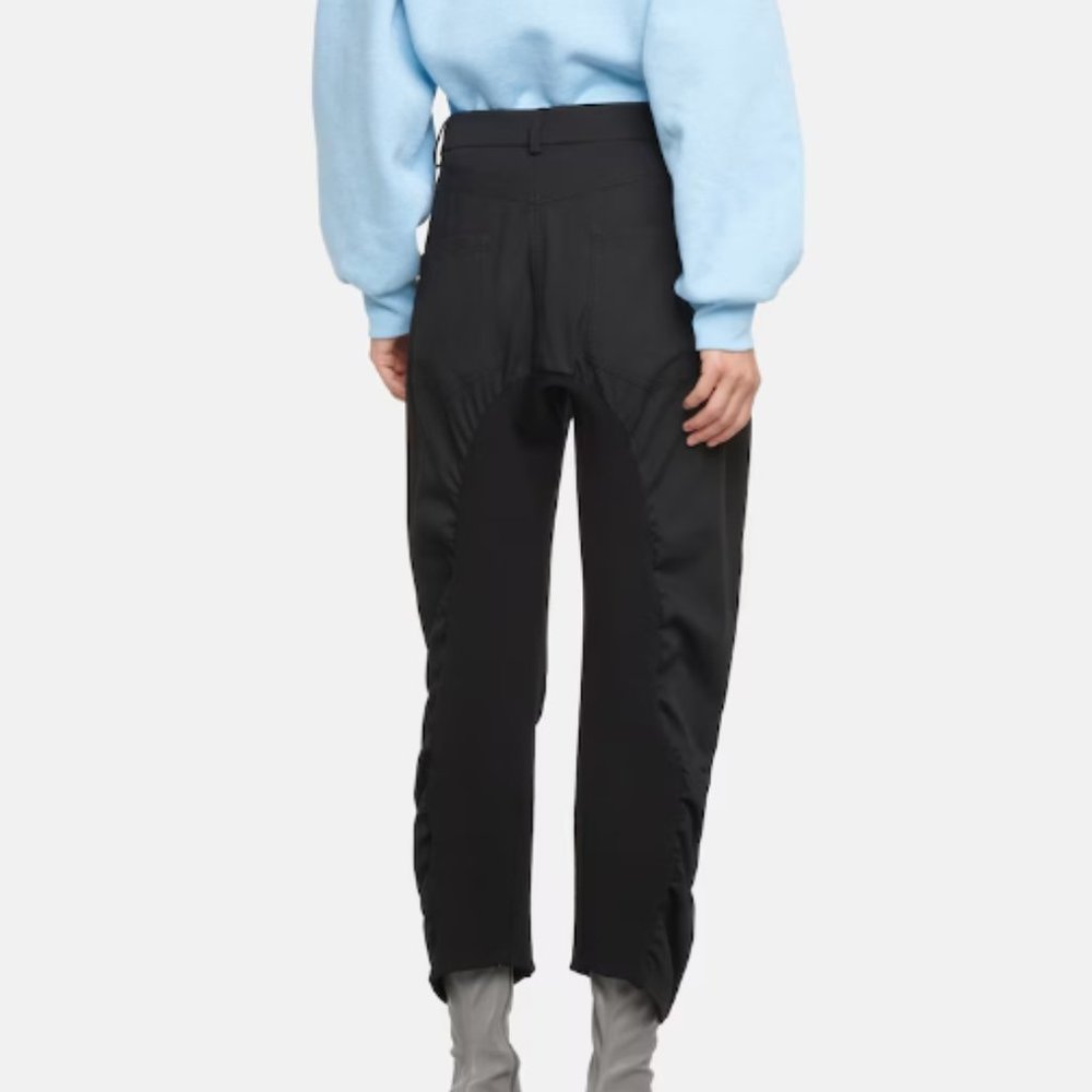Stella McCartney Tina Ruched Wool and Cotton Pants in Black, Size 40 (US 4-6) - Picture 2 of 15